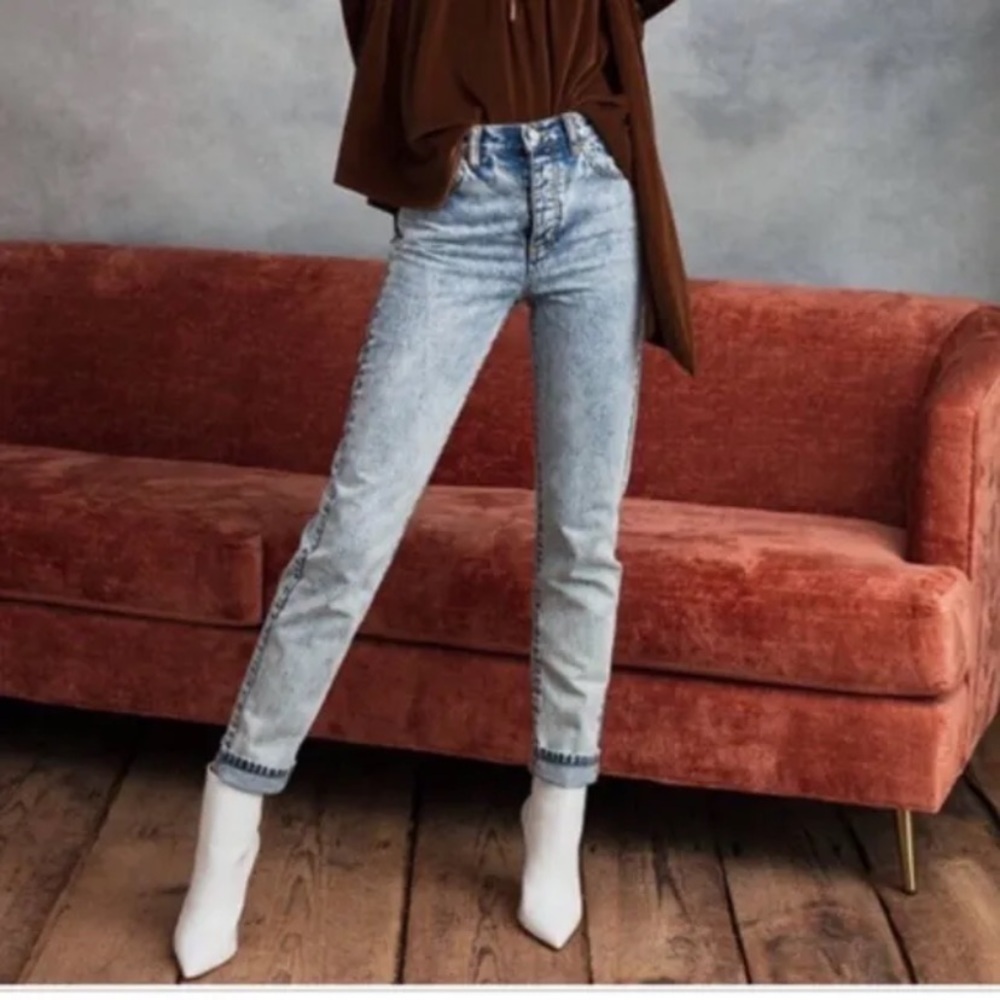 HAPPY x NATURE High Rise Straight women Jean 31 Button Fly festival western Y2K